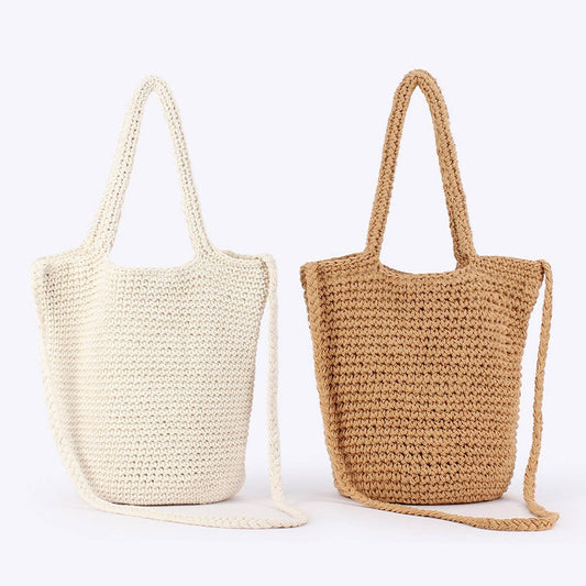 SOLID COLOR SIMPLE BOHEMIAN STYLE HAND-WOVEN BAG_CWAB4685