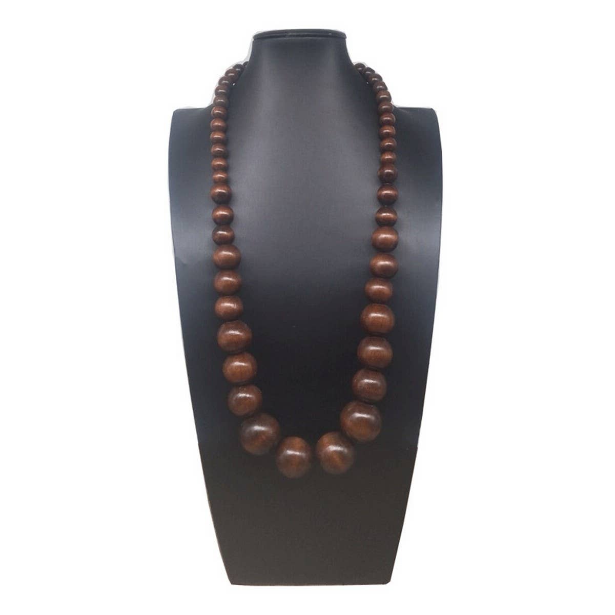 COLORFUL WOODEN LARGE ROUND BEAD LONG NECKLACE