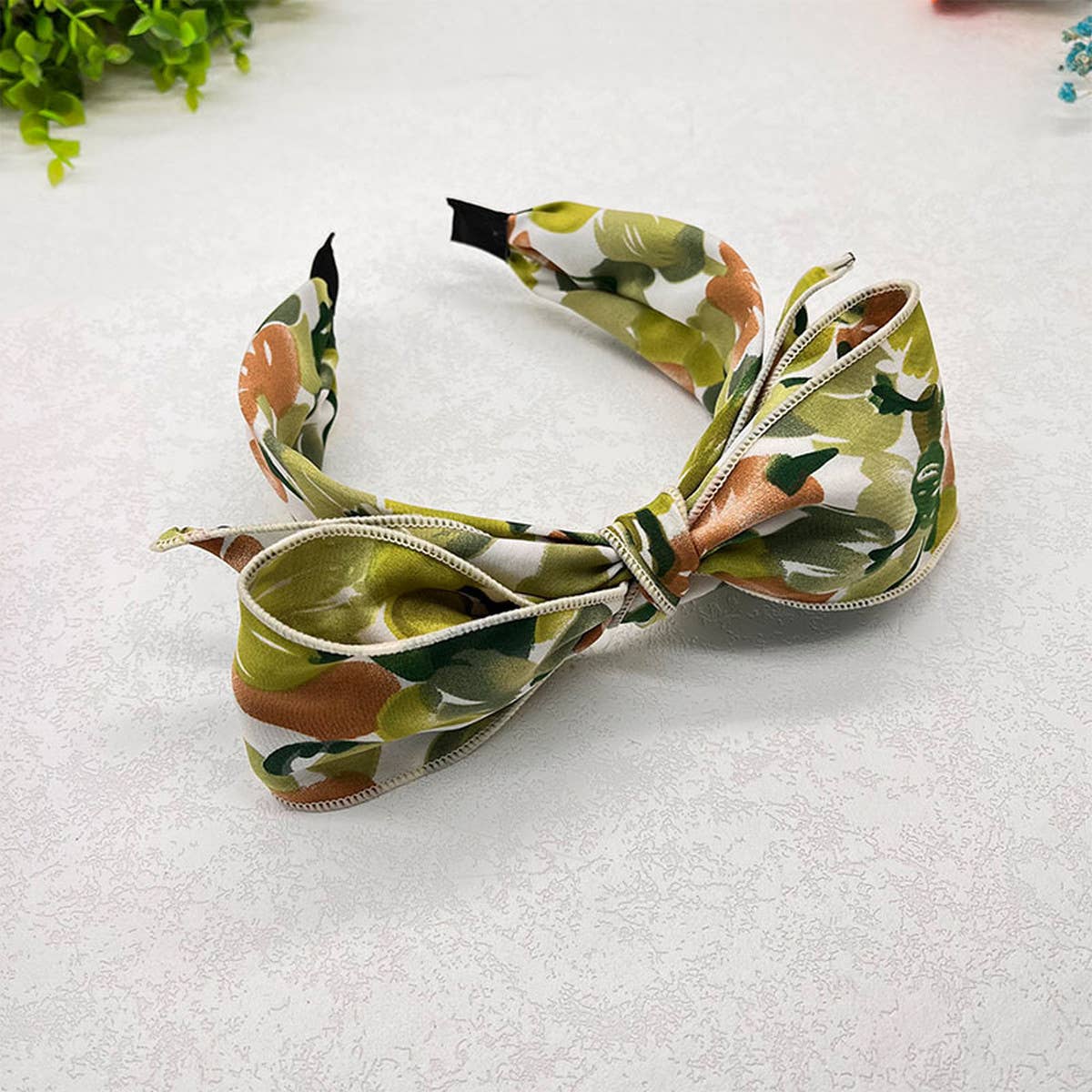 PRESSED WIDE-BRIMMED FLORAL BOW HEADBAND_CWAHA2573