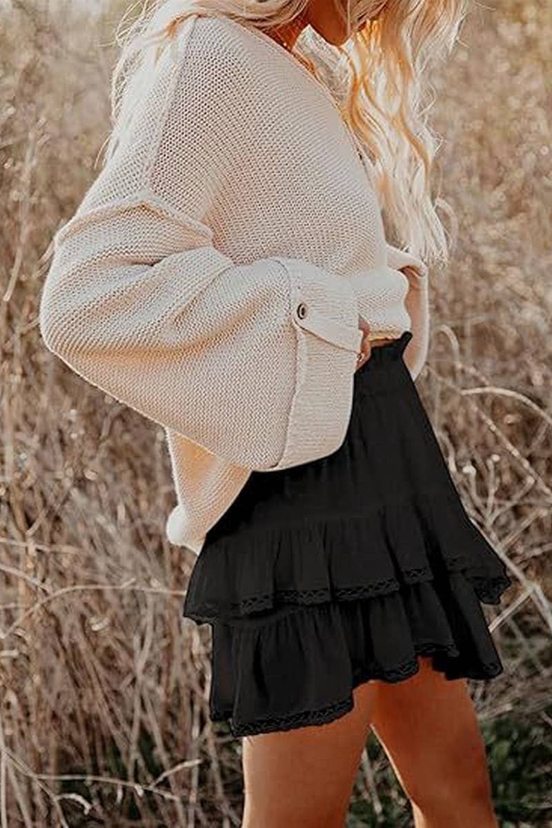 CWBSS0455_HIGH WAIST LAYERED RUFFLE MINI SKIRT