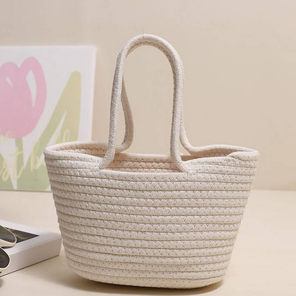 CASUAL FLOWER PORTABLE STRAW BAG_CWAB1870