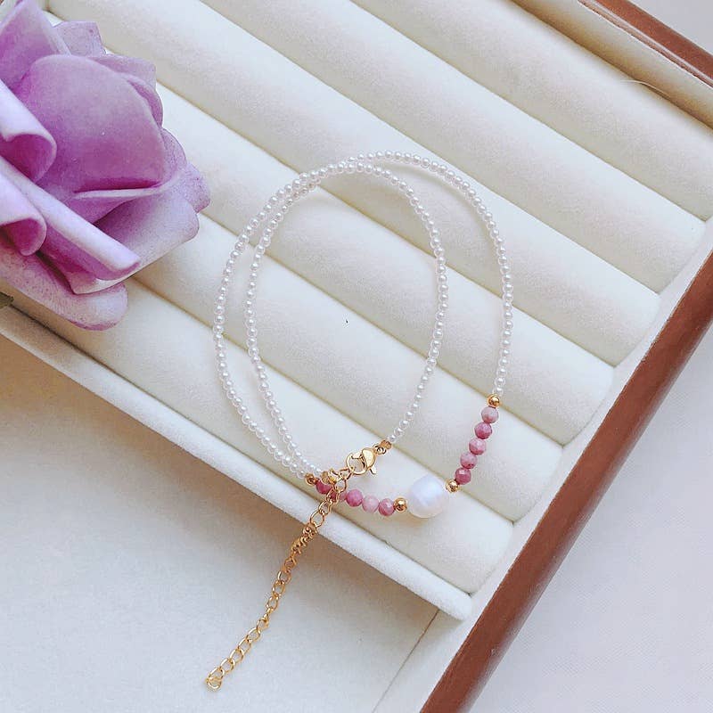 Baroque pearl natural stone necklace