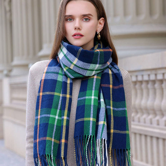 Women's Double Face Plaid Scarf - Winter Warmth