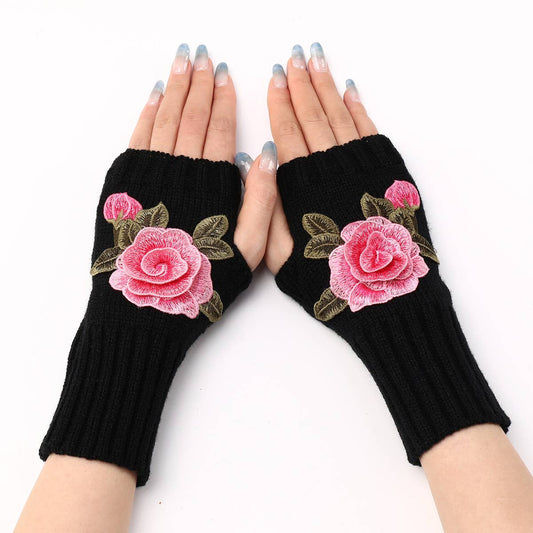 FASHION FLOWER KNITTED GLOVES_CWAG0105
