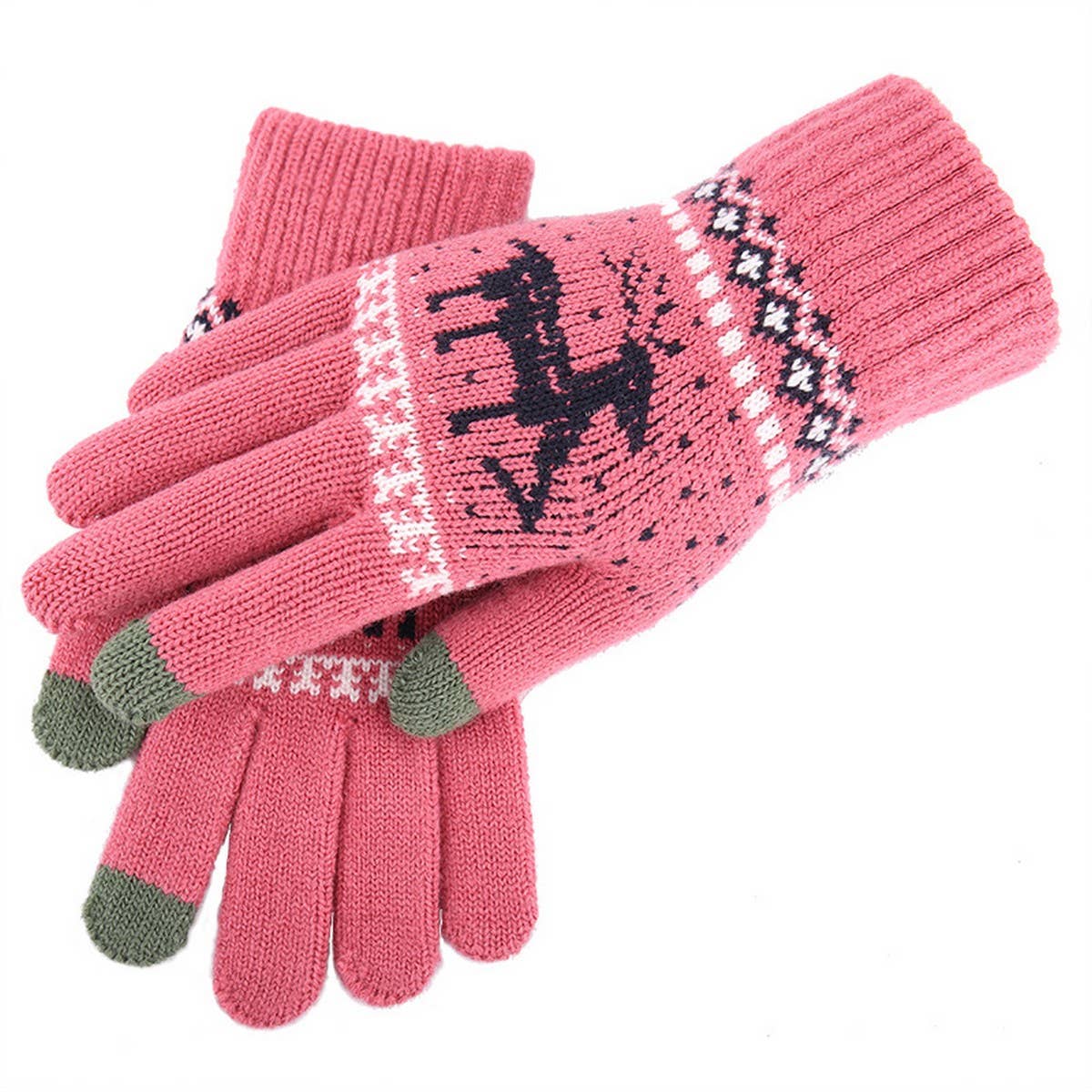 CUTE ELK FASHION KNITTED WARM TOUCH SCREEN GLOVES_CWAG0227