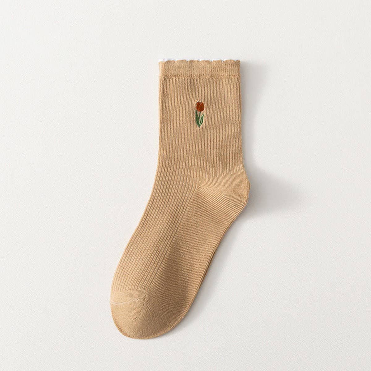FLORAL EMBROIDERED COTTON SOCKS