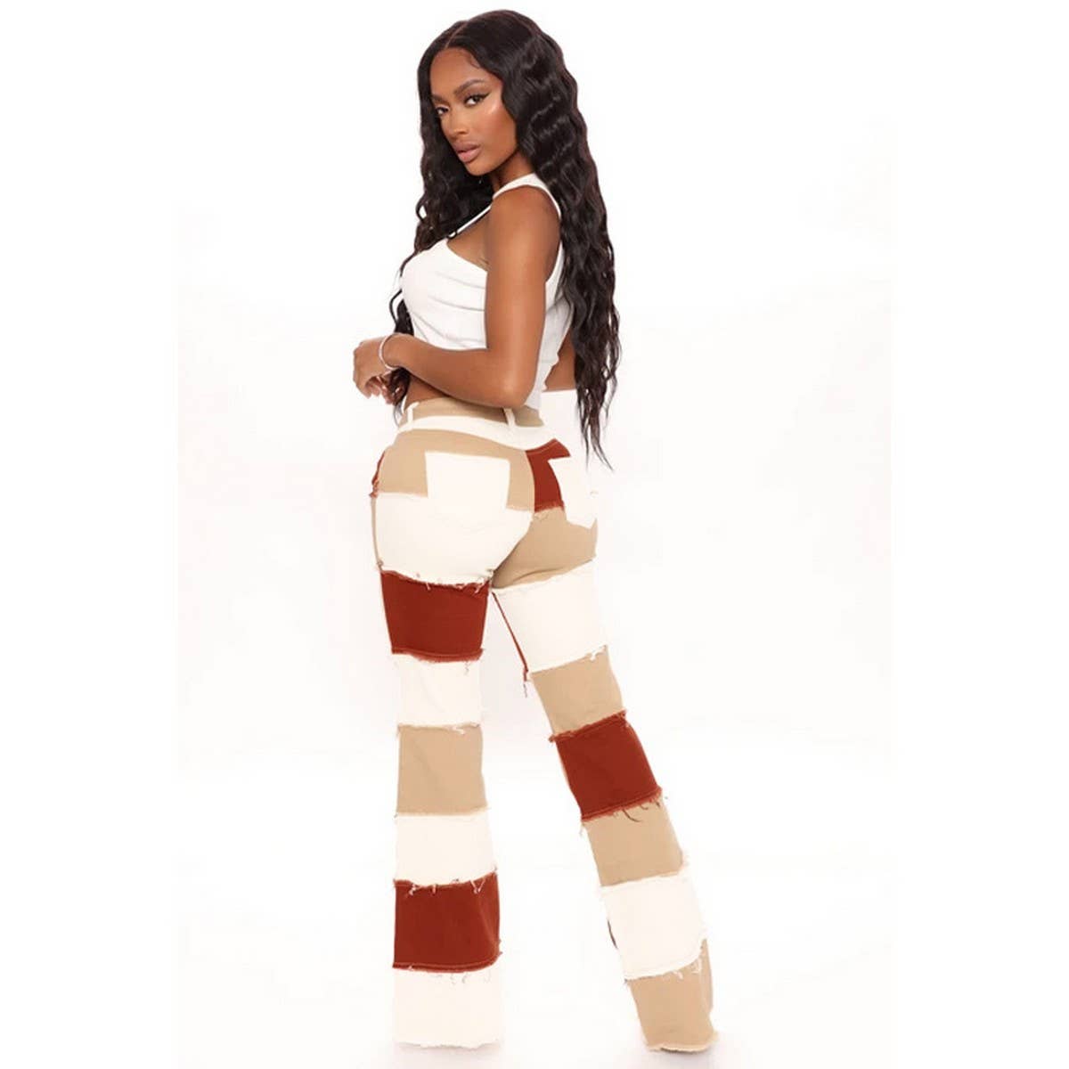 SPLICING STRAIGHT AND SLIM FITTING WIDE LEGS JEANS_CWJP0177