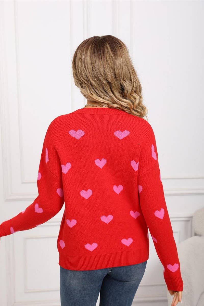 CWOSWL07578_PATCHWORK KNITTED VALENTINE'S DAY HEART SWEATER