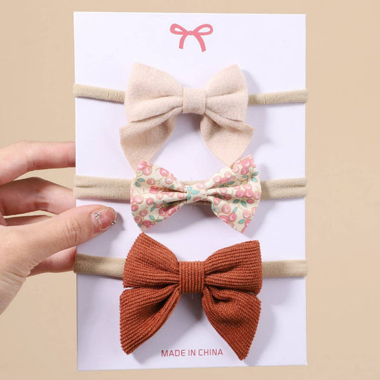 Corduroy Bow Baby Headband Set for Girls