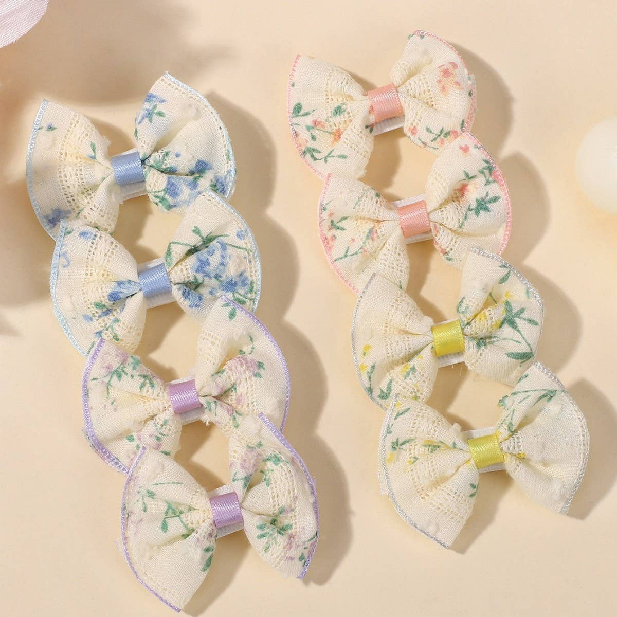 Kids Embroidered Bow Hair Clip Set ? Handmade
