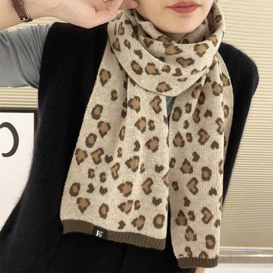 Beige Leopard Faux Cashmere Scarf for Fall/Winter_CWASC1258