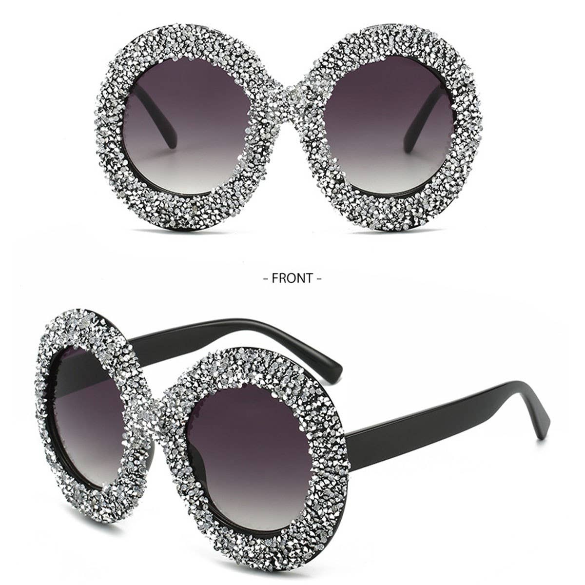 LARGE FRAME OVAL RHINESTONE SUNGLASSES