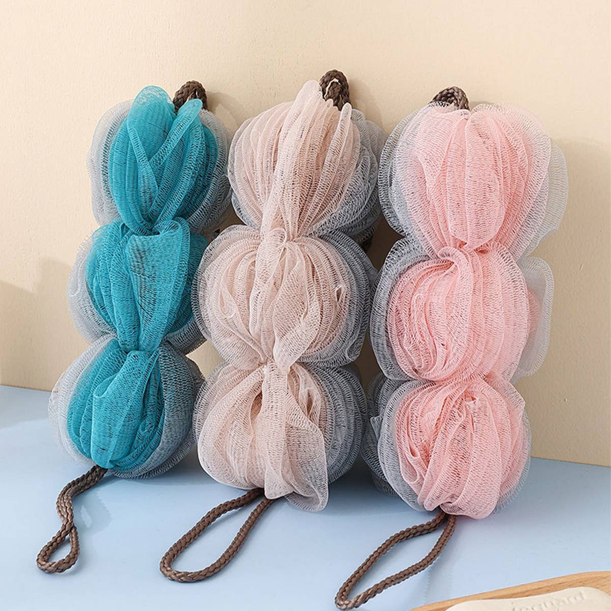 BATH POUF LONG LANTERN BATH FLOWER BALL_CWMM3371