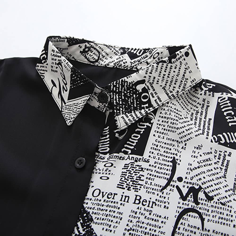 Vintage patchwork chiffon long-sleeved shirt