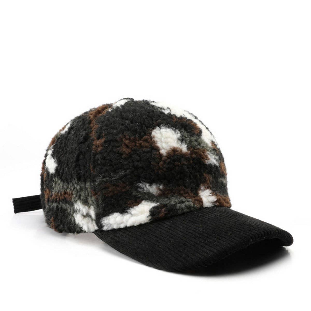 Winter Colorblock Fleece Camo Baseball Cap_CWAH2171
