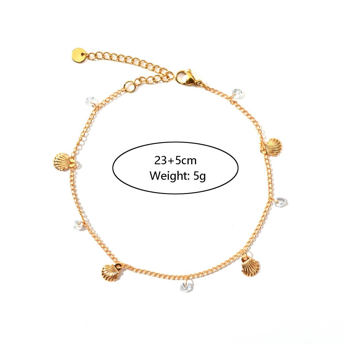 Beach Anklet with Cherry, Shell & Star Charms_CWAJE4609