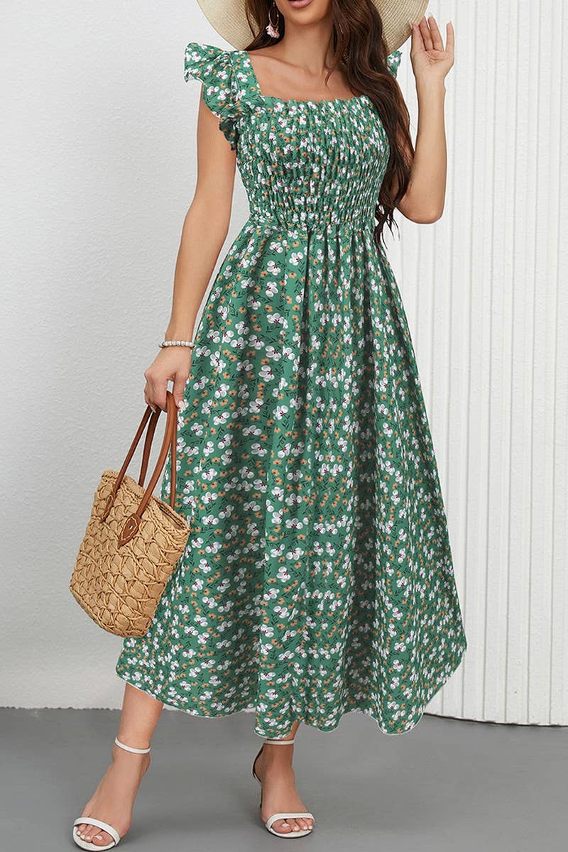 CWDMD6205_FLORAL FLUTTER SLEEVE SQUARE NECK MAXI DRESS