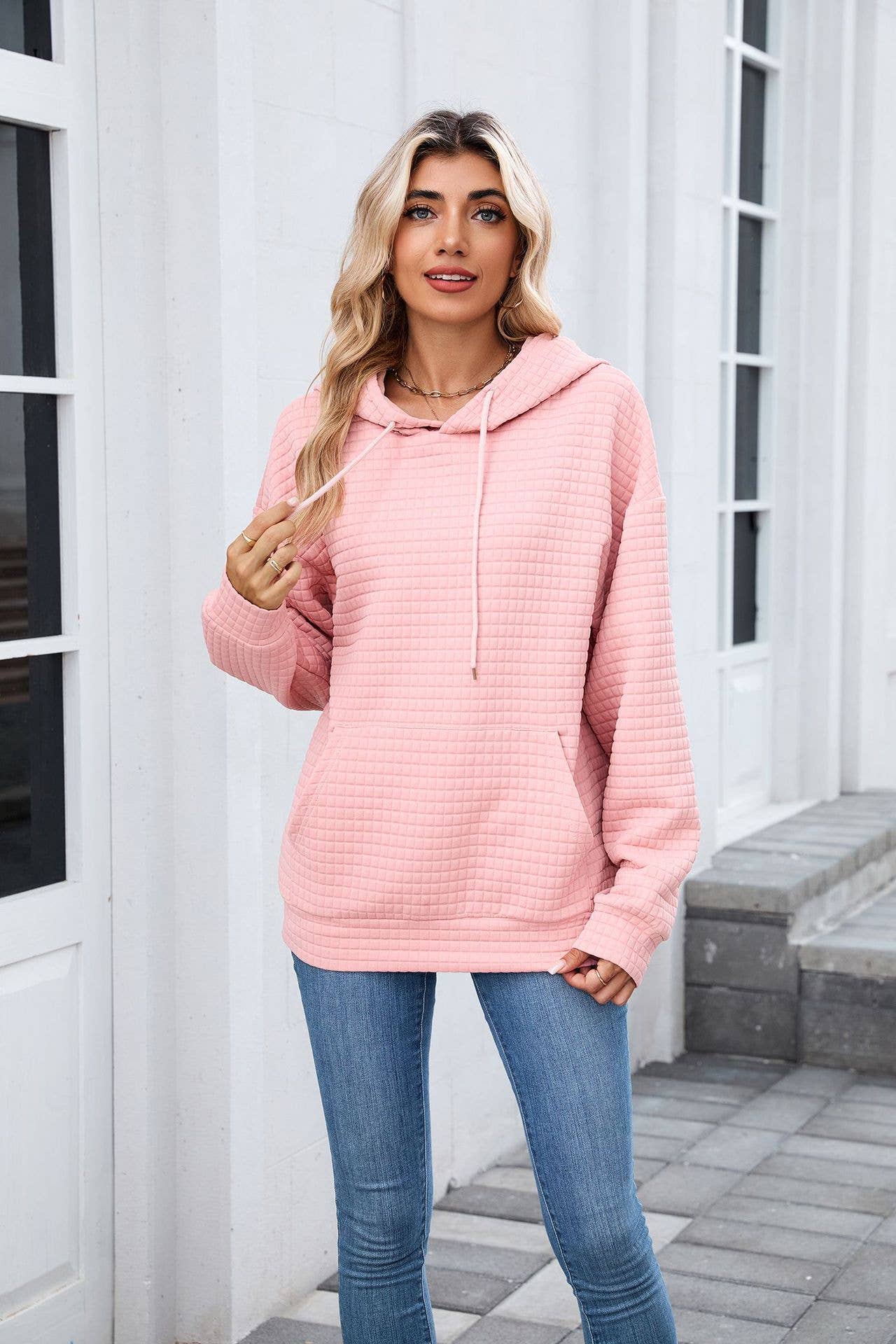 Solid-color hooded loose long-sleeved sweatshirt_CWOHOL568