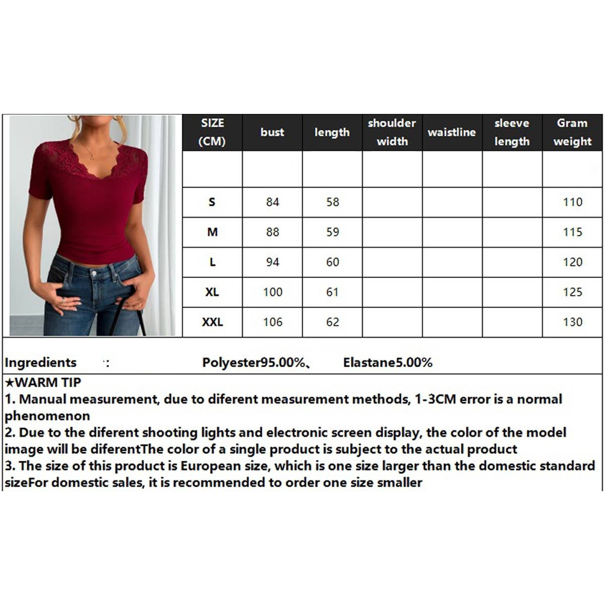 A lace-trimmed top with collared and cuffs