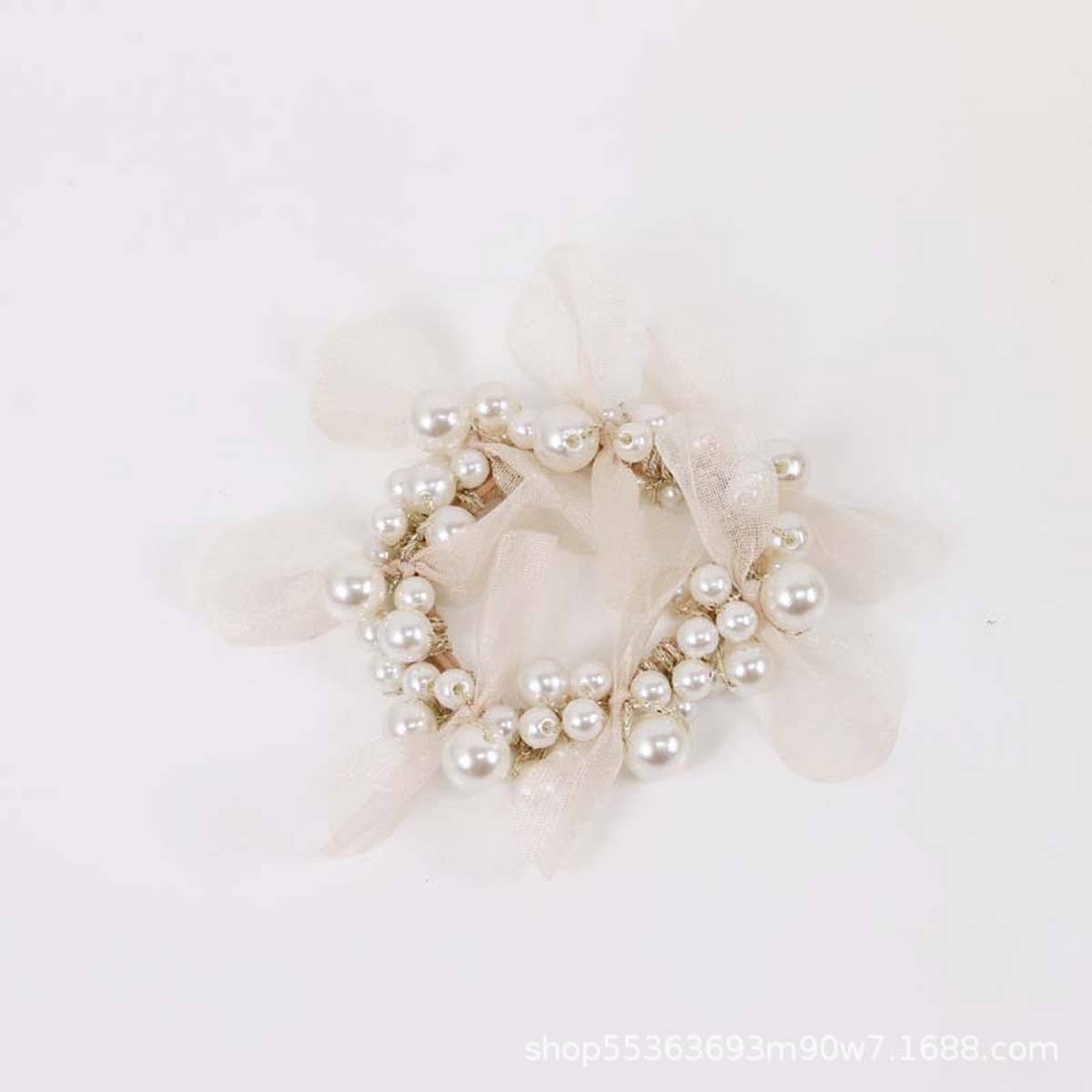 Elegant Lace Pearl Hair Tie Bun Ponytail Band