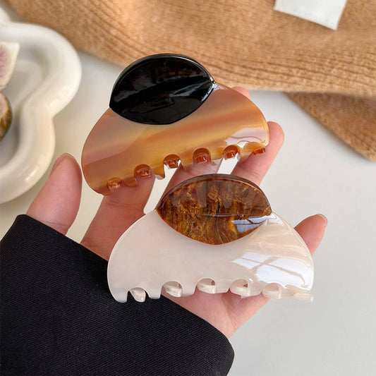 Large Hair Claw 3 Inch, Wood Print Acetate Clip