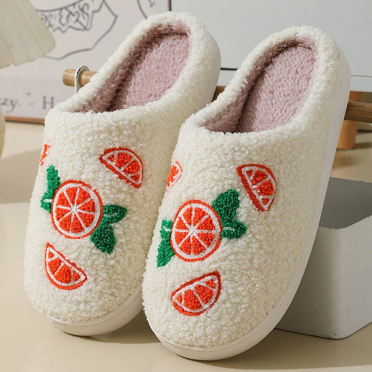 CUTE CARTOON ORANGE WINTER COTTON SLIPPERS