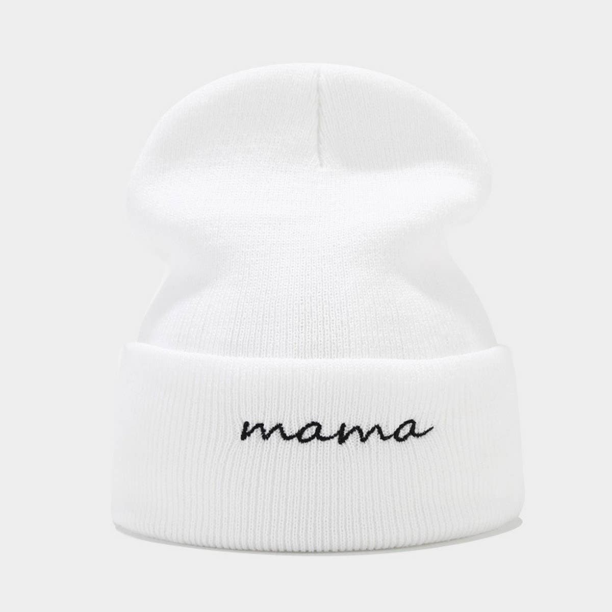 MOM  DAD COUPLE KNITTED HAT WITH LETTER EMBROIDERY_CWAH2071