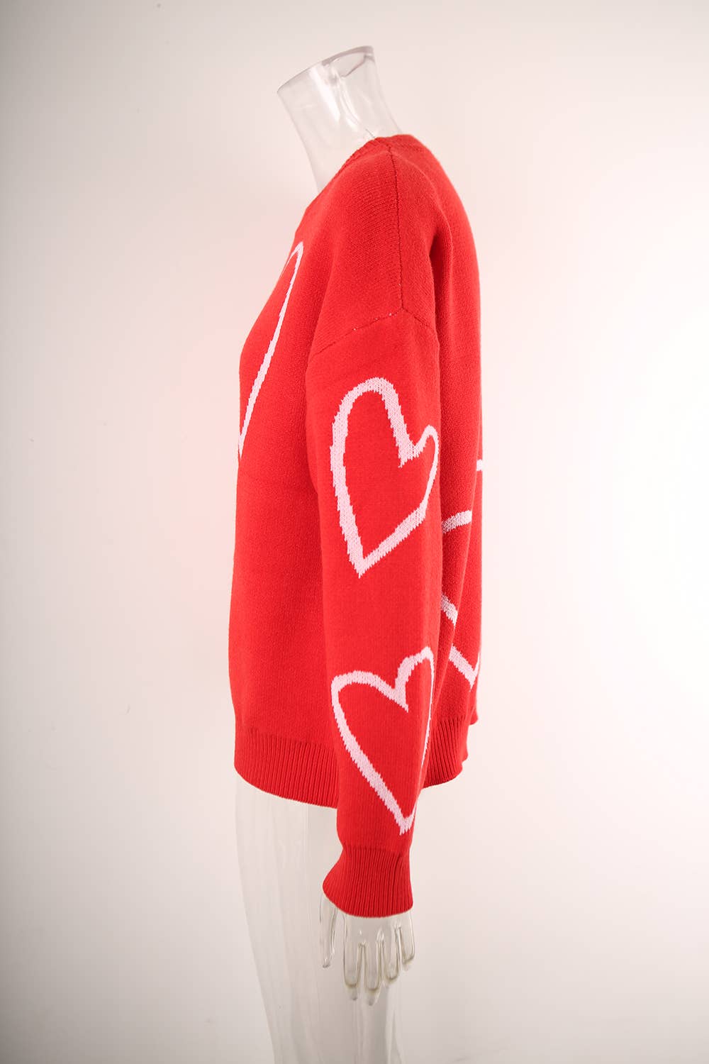 Valentine's Day color contrast heart pullover sweater