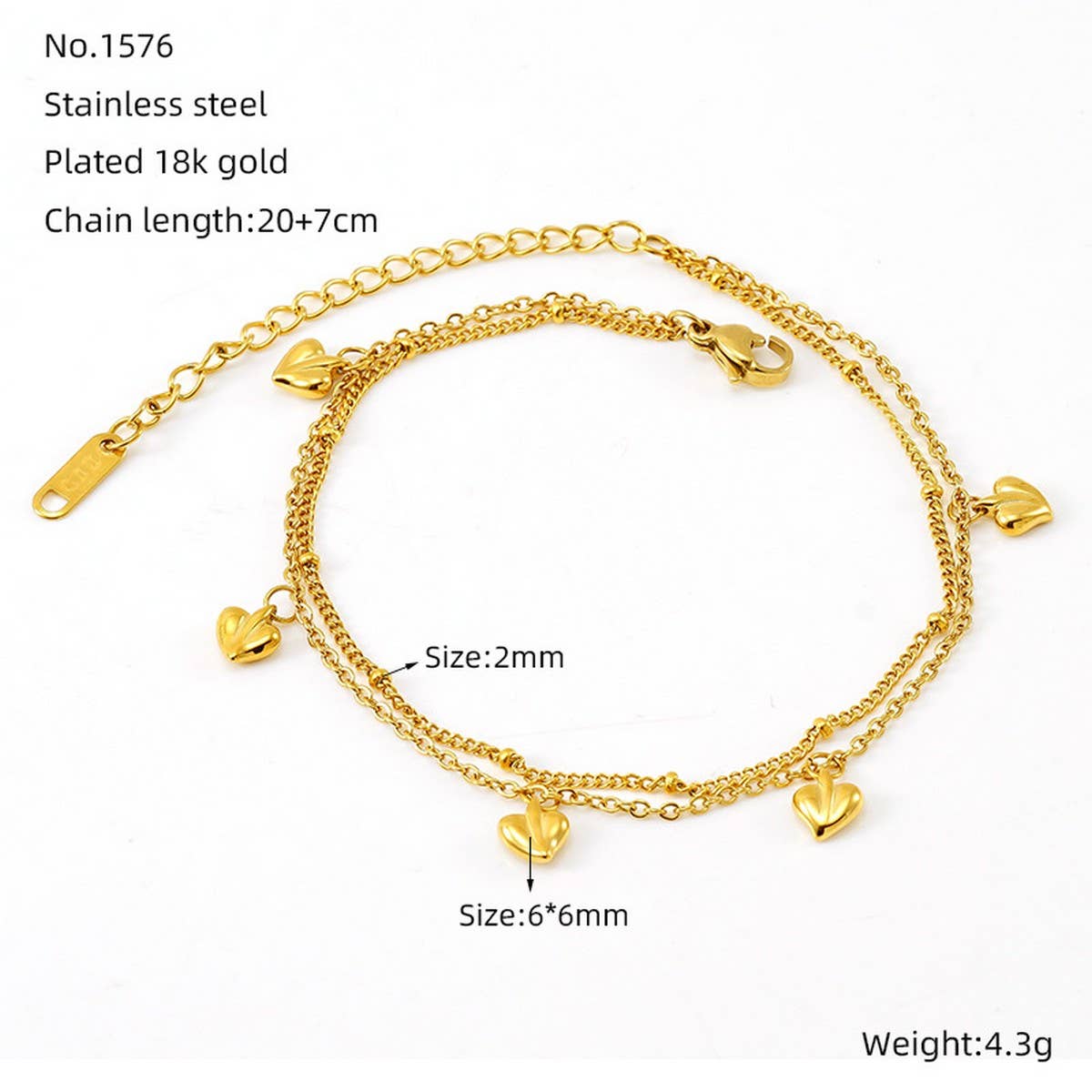 18K titanium steel bracelet with a love bracelet