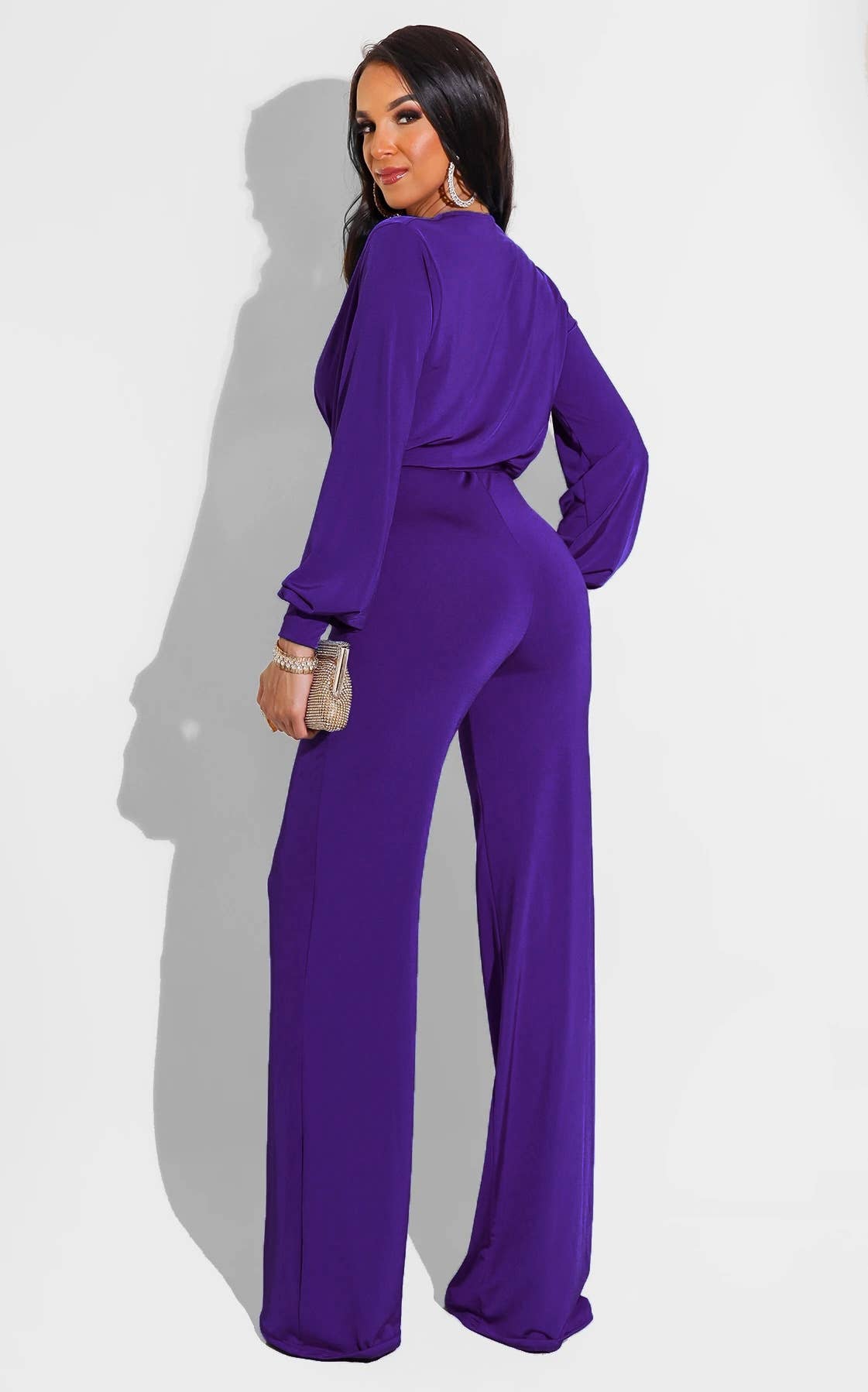 SOLID COLOR CASUAL LONG-SLEEVED KNIT ROMPER