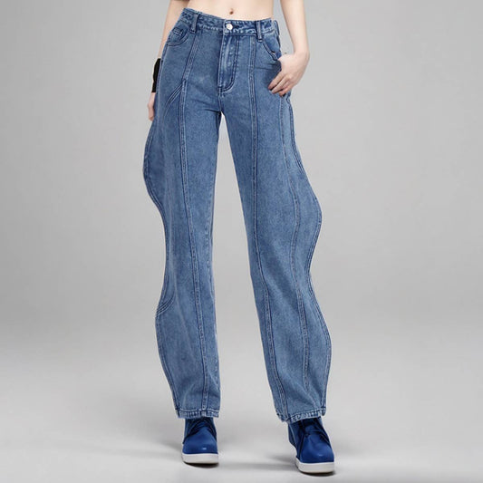 TRENDY PATCHWORK STRAIGHT LEG JEANS