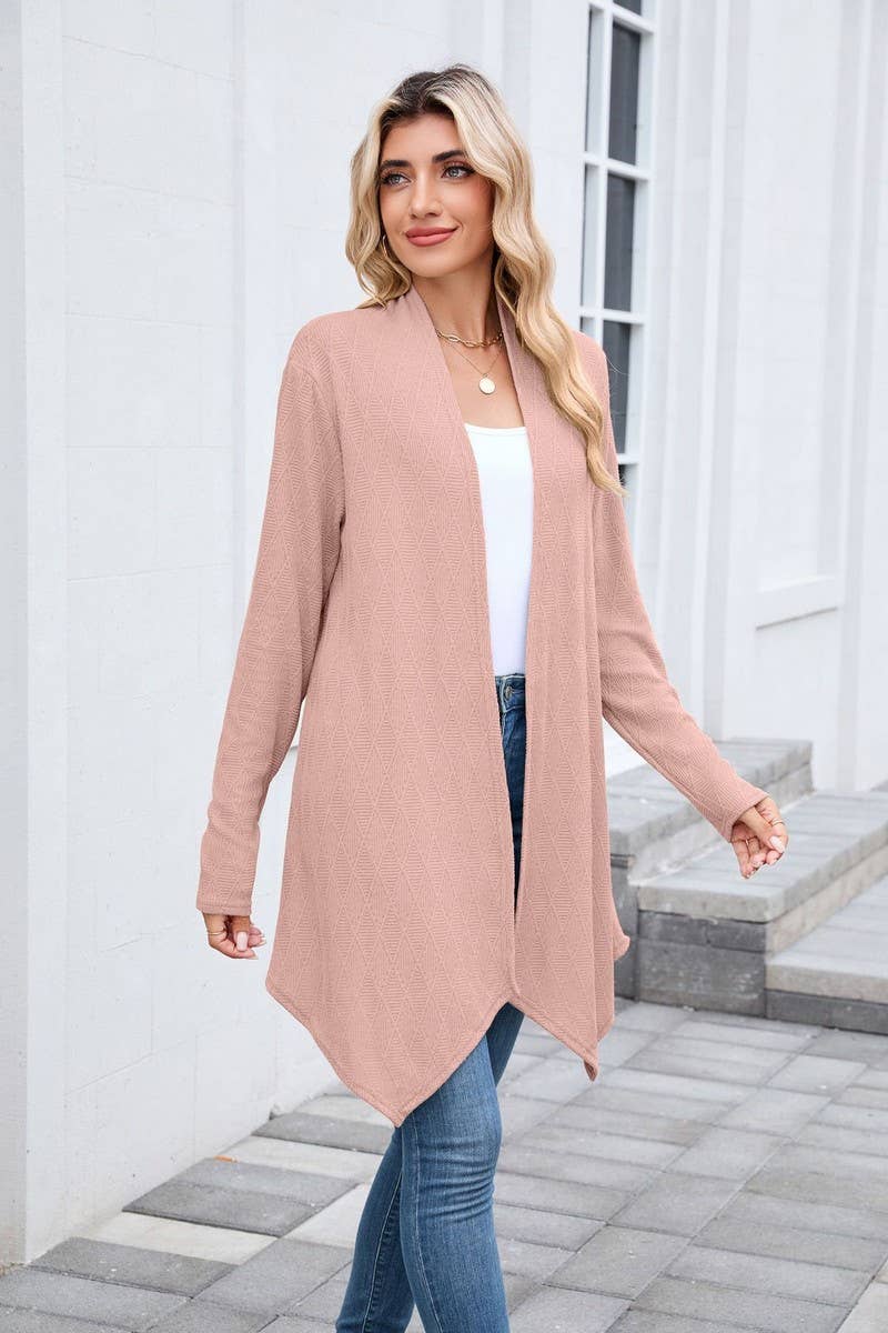 CWOCAL00859_CASUAL KNIT OPEN FRONT LONGLINE CARDIGAN