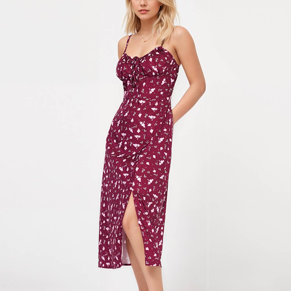 SLEEVELESS HALTER STRAPPY PRINT HALTER DRESS