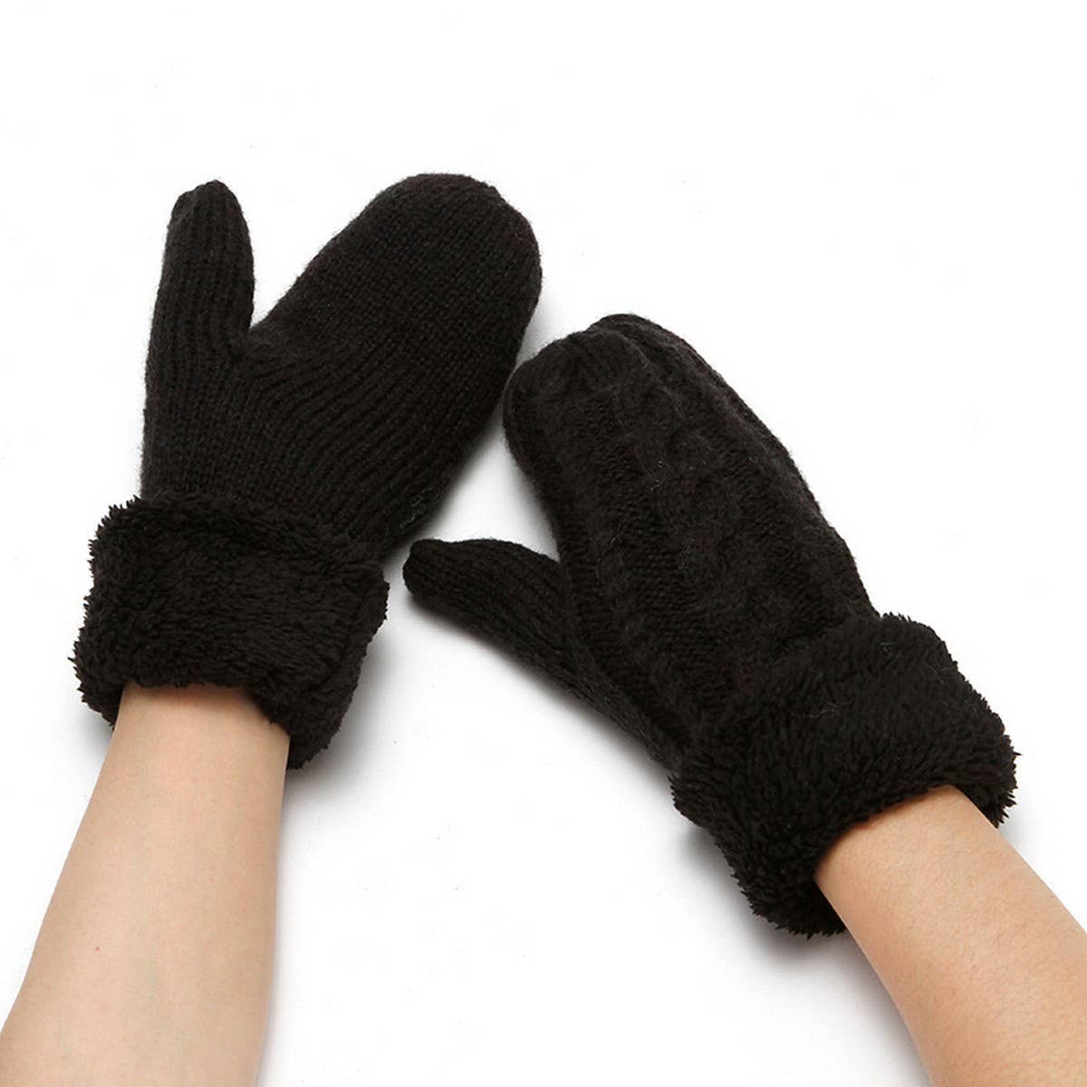ADULT KNITTED MITTENS WITH PLUSH RABBIT GLOVES_CWAG0253