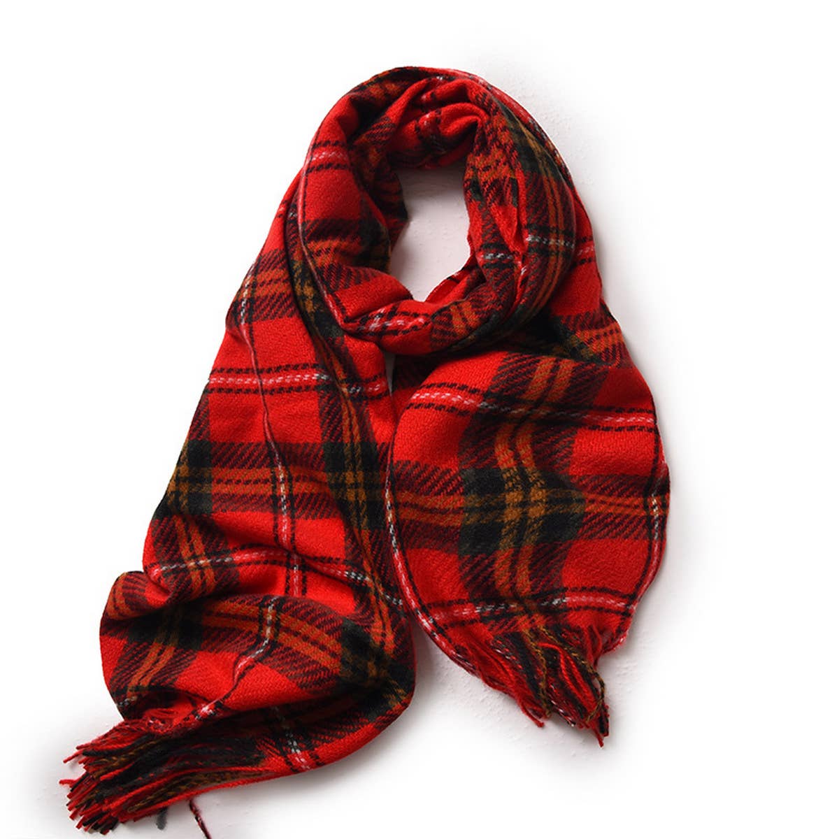 Plaid Winter Scarf for Women ??Soft Tassel Shawl_CWASC0224