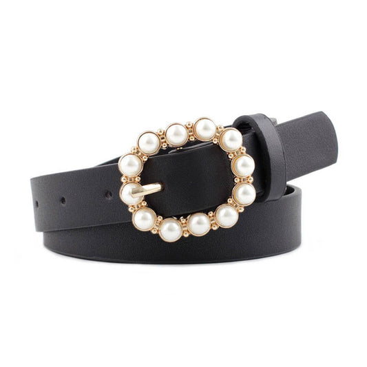 W 0.91"PEARL BUCKLE SLENDER BELT FOR DRESSES_CWABE0197