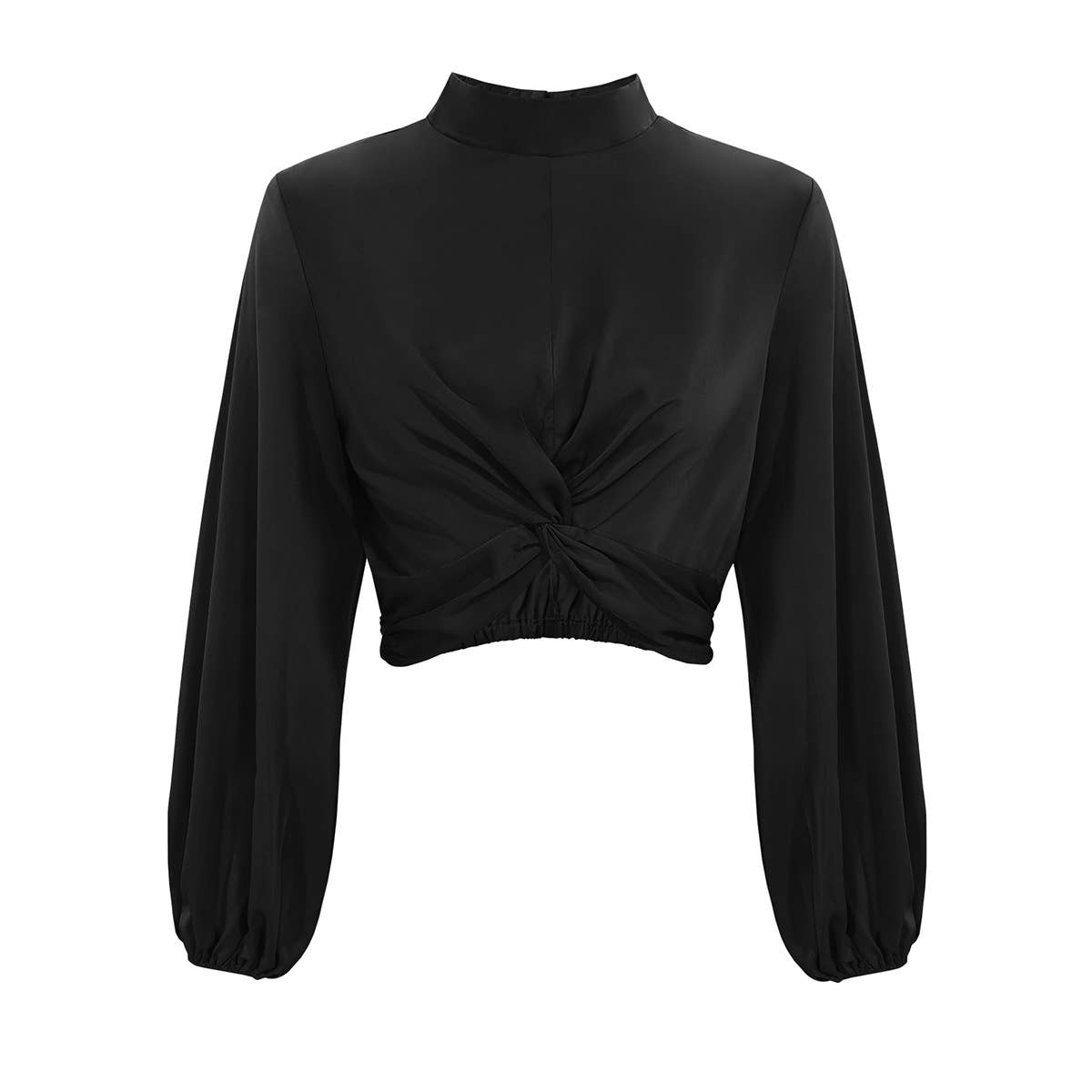 Twisted lantern sleeve design short top