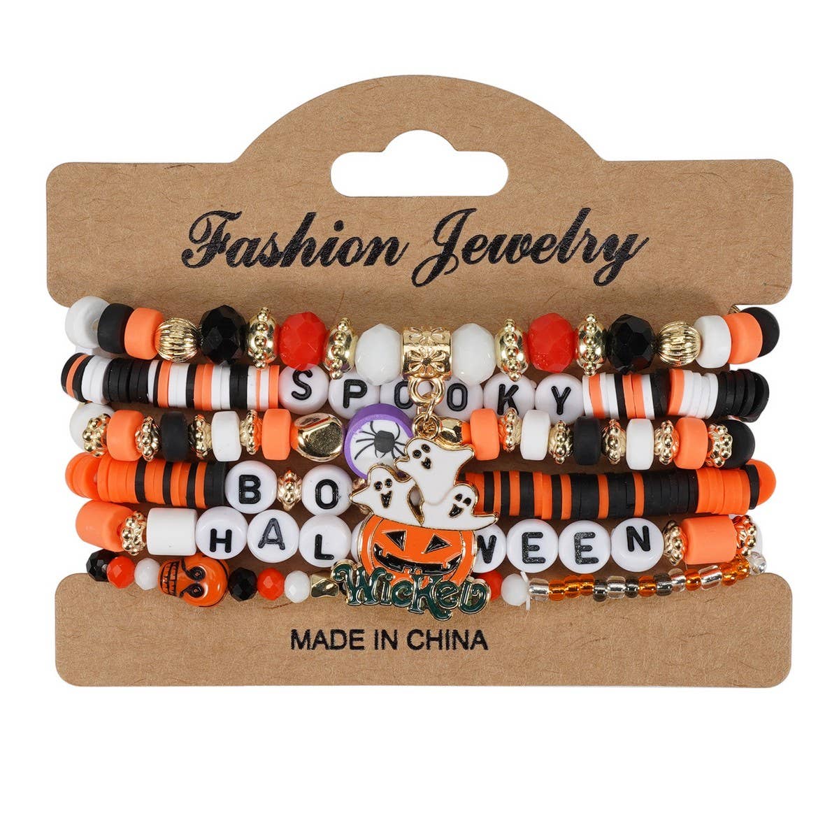 CWMM10458_HALLOWEEN CRYSTAL CLAY BEADED CHARM BRACELET