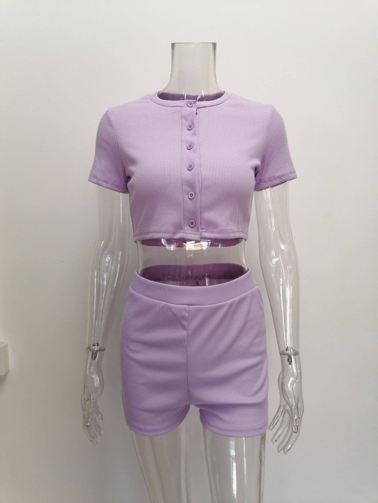 Sporty single-breasted cardigan and shorts set