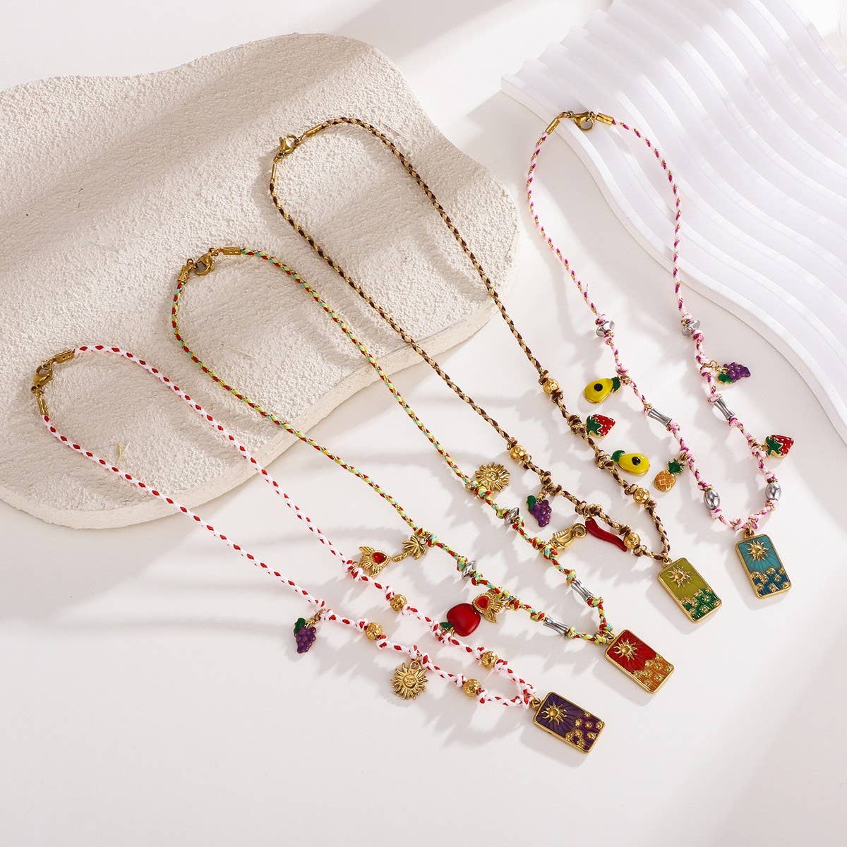 Stylish Woven Rope Necklace with Steel Pendant_CWMM8827