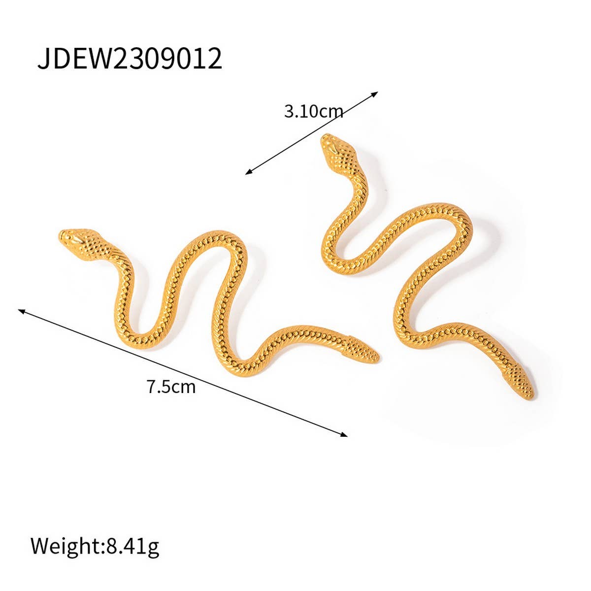 GOLD CURVED SNAKE DESIGN TITANIUM EARRINGS