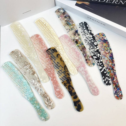 Colorful Acetate Fine-Tooth Comb with Handle