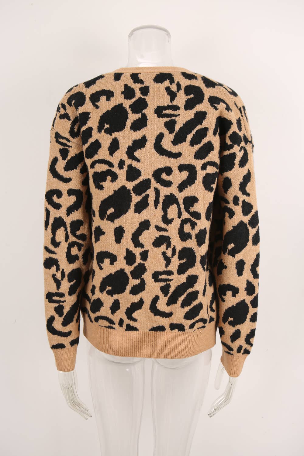 Leopard print jacquard bow tie cardigan
