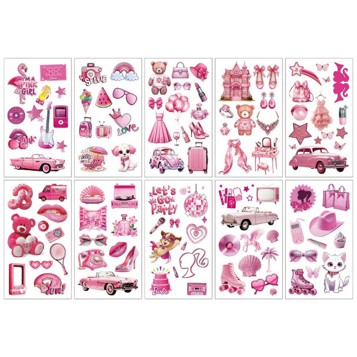 Pink Party Girl Tattoos ??Chic Birthday Style_CWMM8239