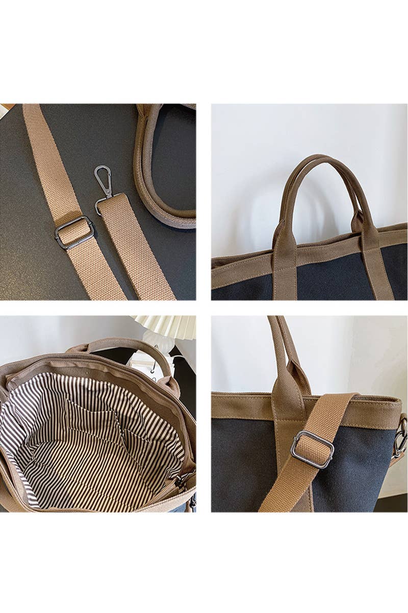 HANDLE LINE LARGE CROSS BODY CANVAS BAG_CUAB0104