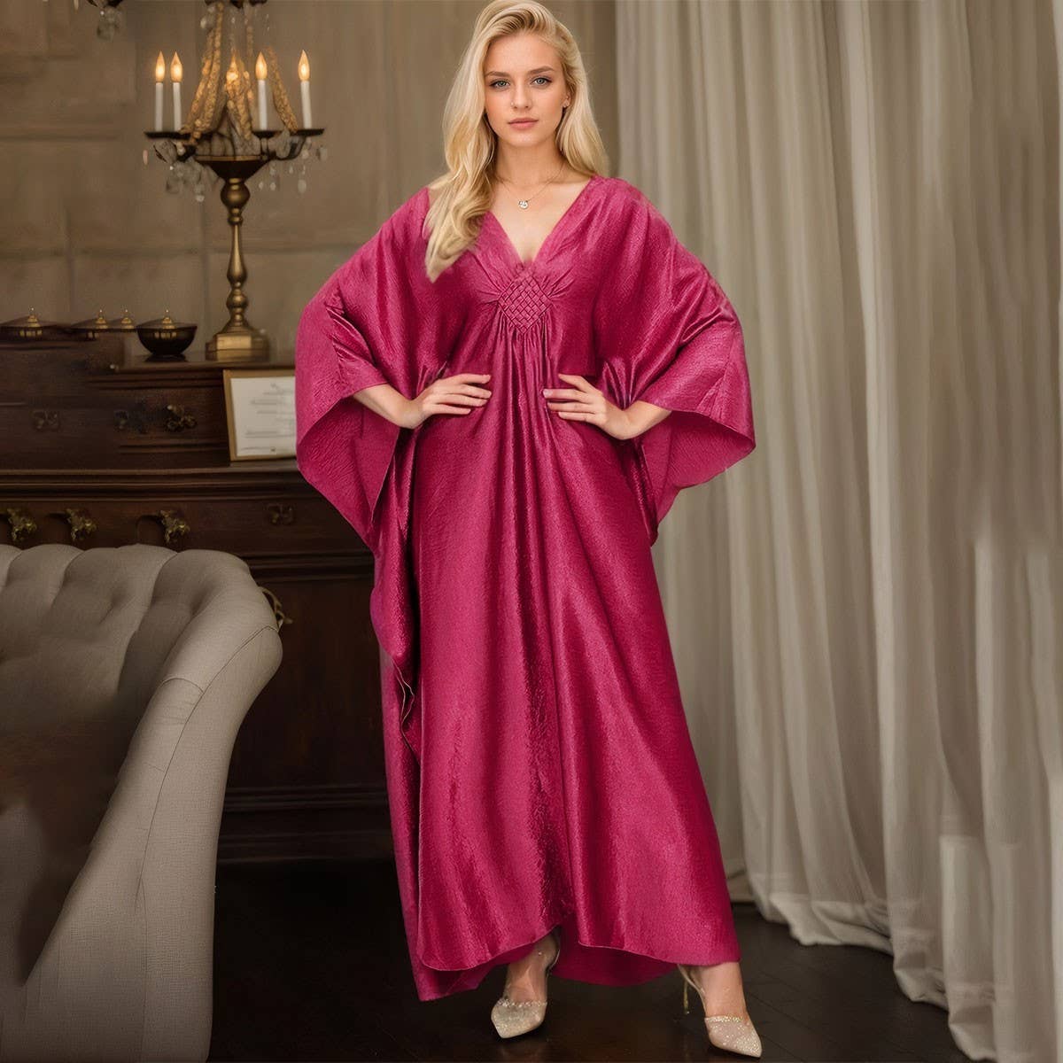 Polyester Gold Beach Kaftan Resort Robe_CWMM6145