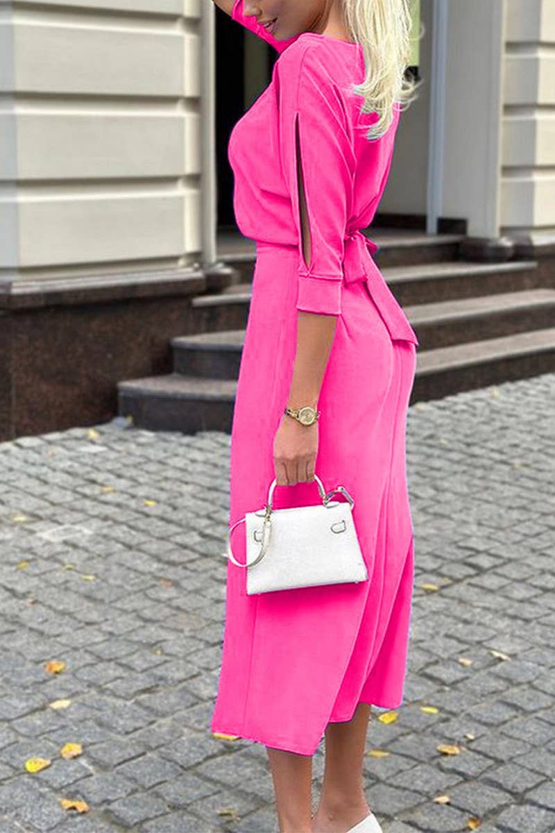 WOMEN ETHOS SPLIT SLEEVE ROUND NECK DRESS_CWDSD2854