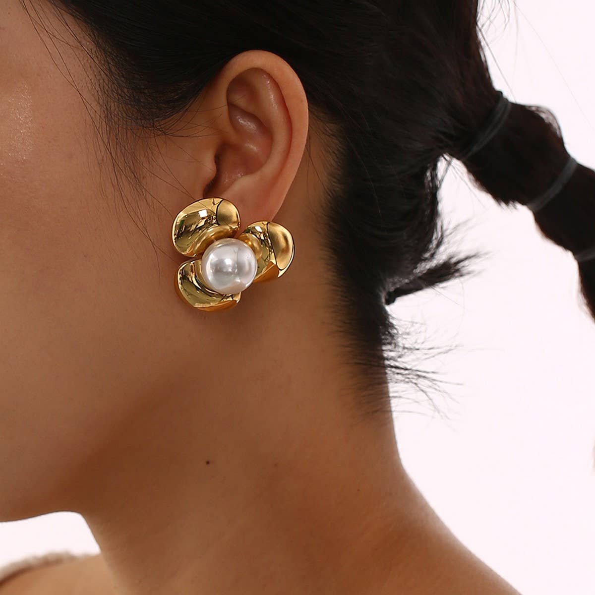 Minimalist 18K Steel Flower Earrings & Ring Set