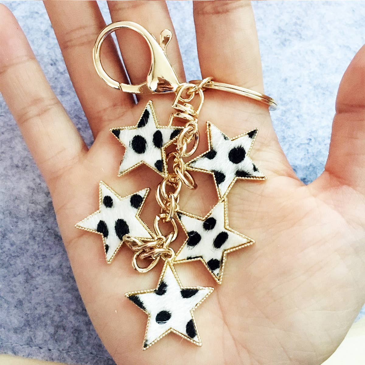 NEW LEOPARD PRINT FIVE-POINTED STAR KEYCHAIN