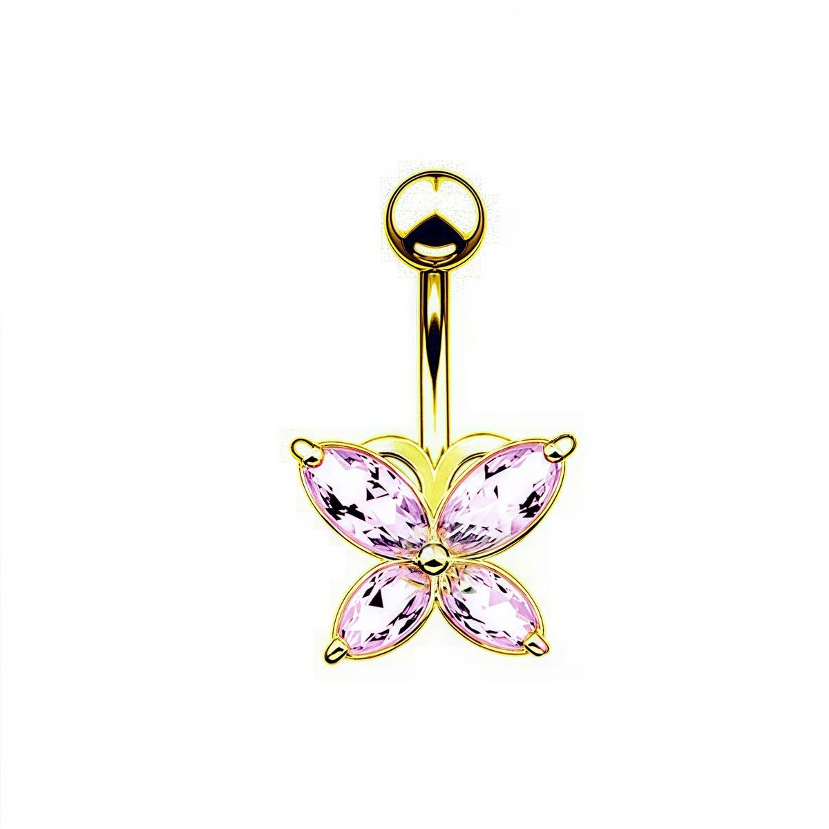 Silver Stainless Steel Butterfly Navel Ring